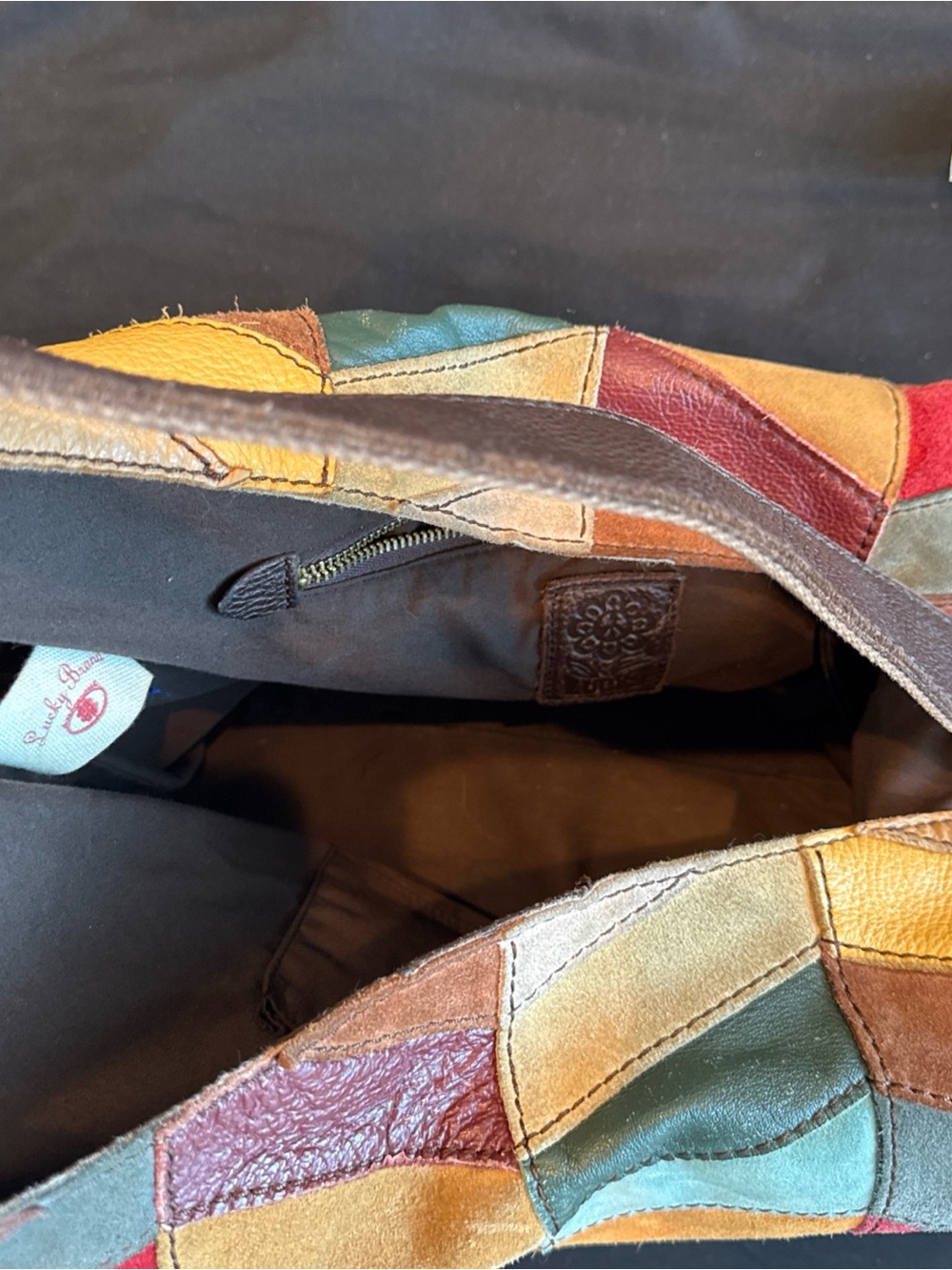 Lucky Brand Multicolor Chevron Patchwork Shoulder Bag - Picture 8 of 8